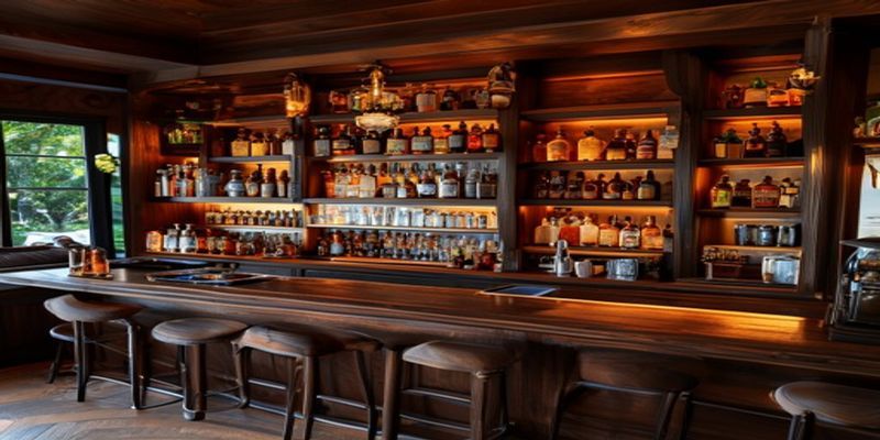 Organized home bar with bottles