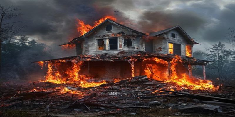 wildfire damaged home interior