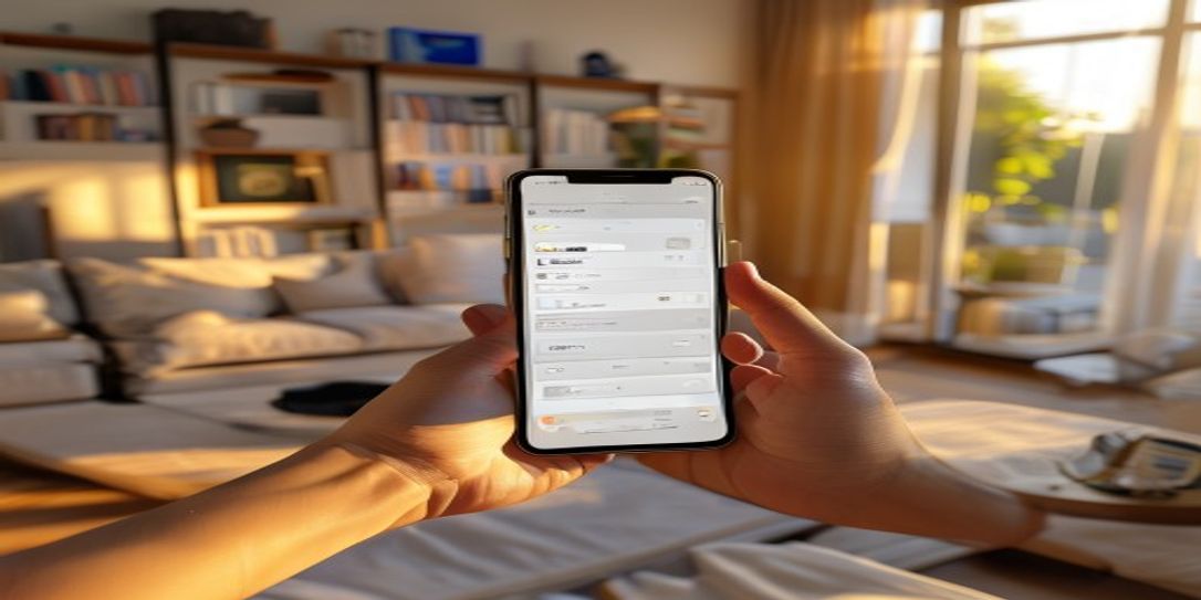 A person using the Rivets Inventory app on an Android phone to catalog household items for California insurance.