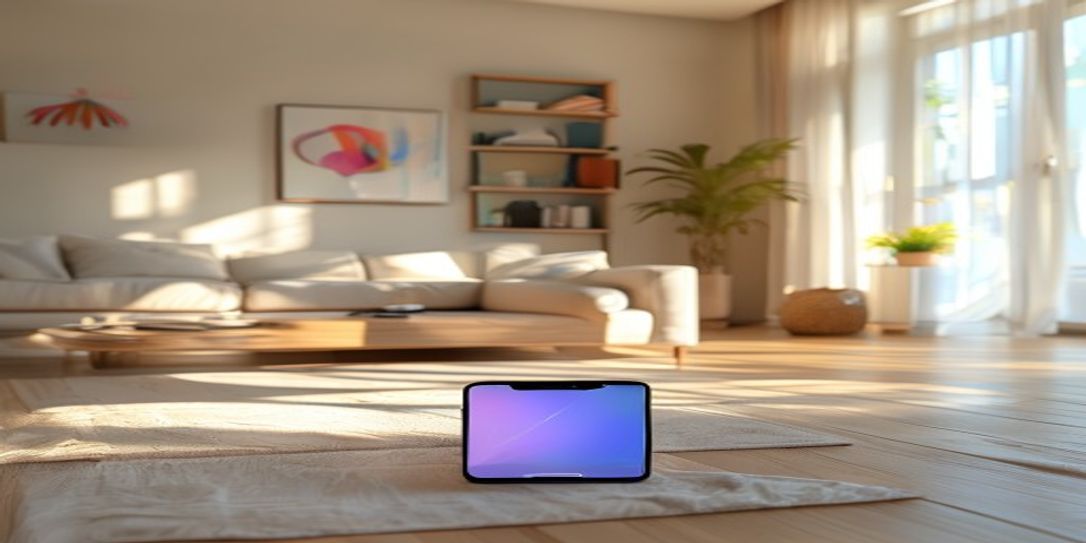 A person using a smartphone to record a video of their home interior for insurance purposes.