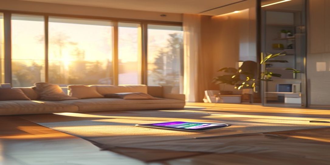 A modern smartphone displaying the Rivets digital home inventory app inside a bright California apartment.