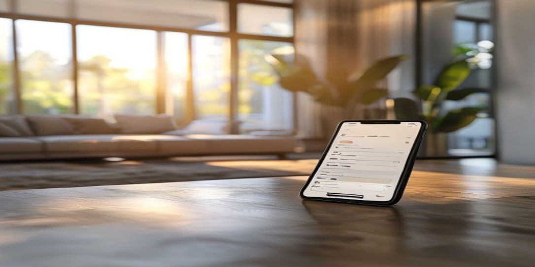 Smartphone showing the Rivets Inventory app interface in a bright living room