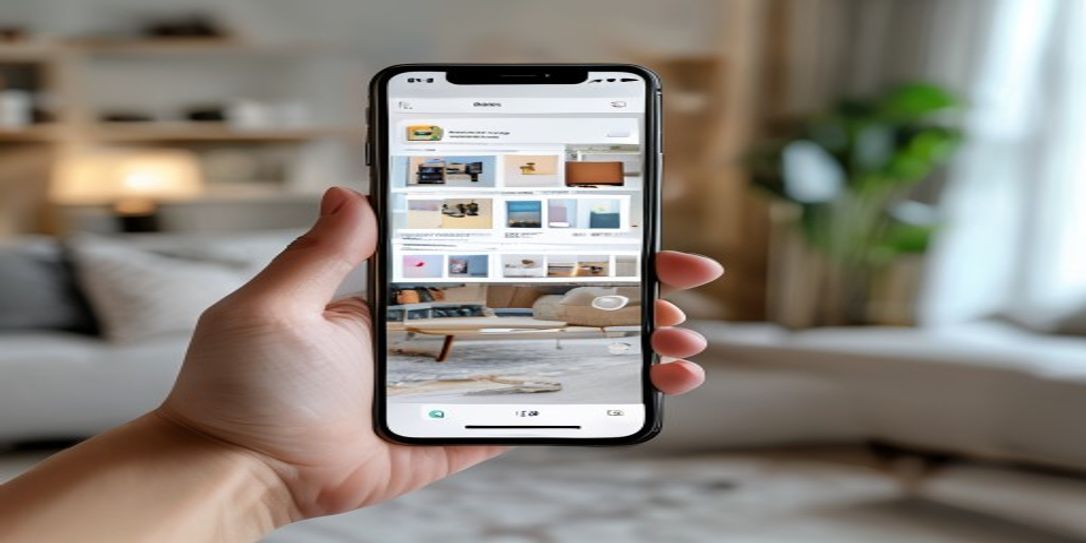 Hand holding smartphone showing digital home inventory app
