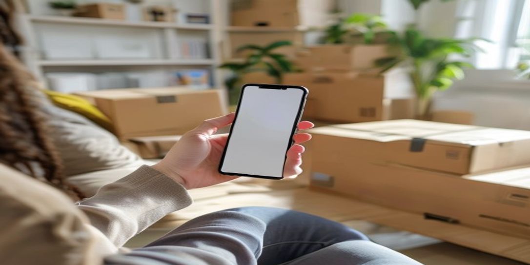 A user scanning moving boxes with the Rivets Inventory Android app for an organized relocation