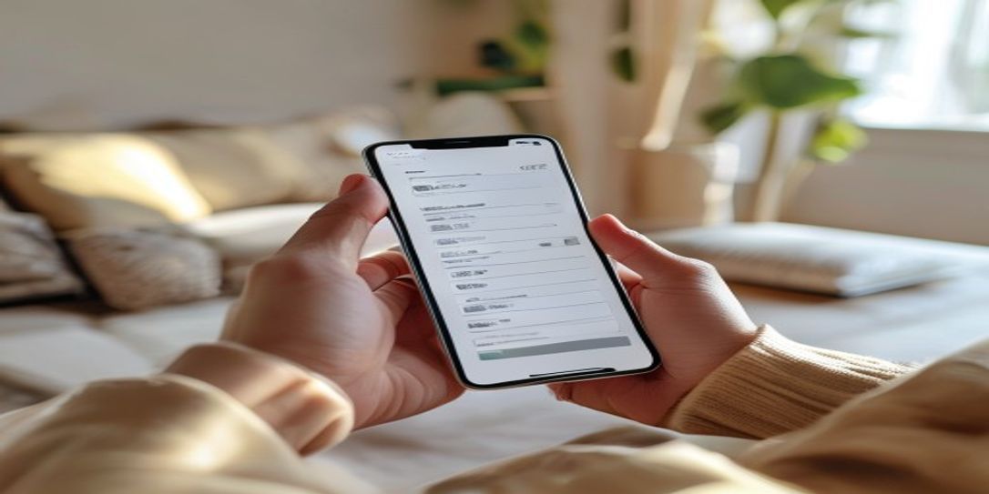A person using Rivets Inventory app on a smartphone to store a digital receipt for warranty tracking