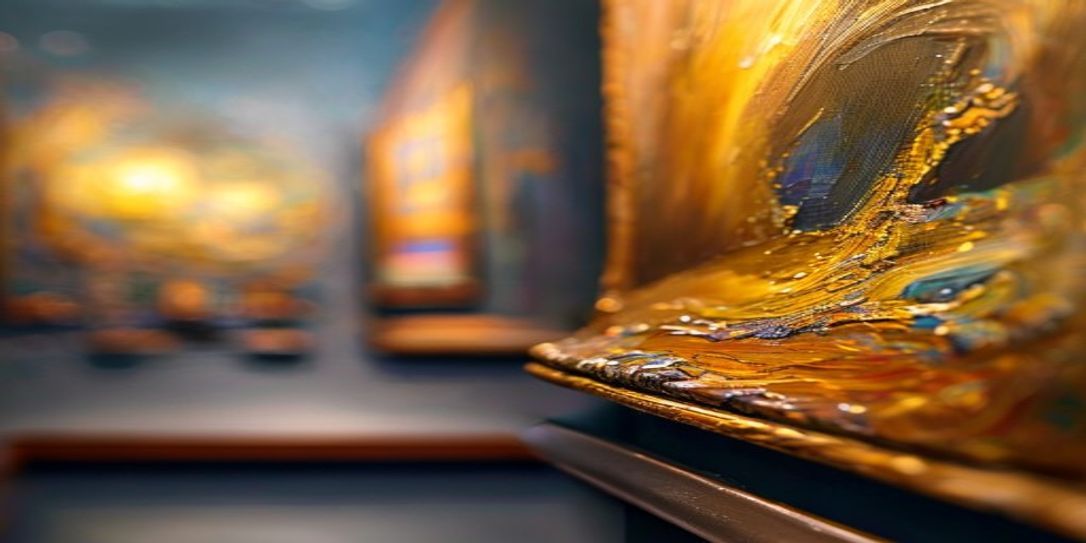 Close up of a fine art painting being cataloged by a digital inventory app