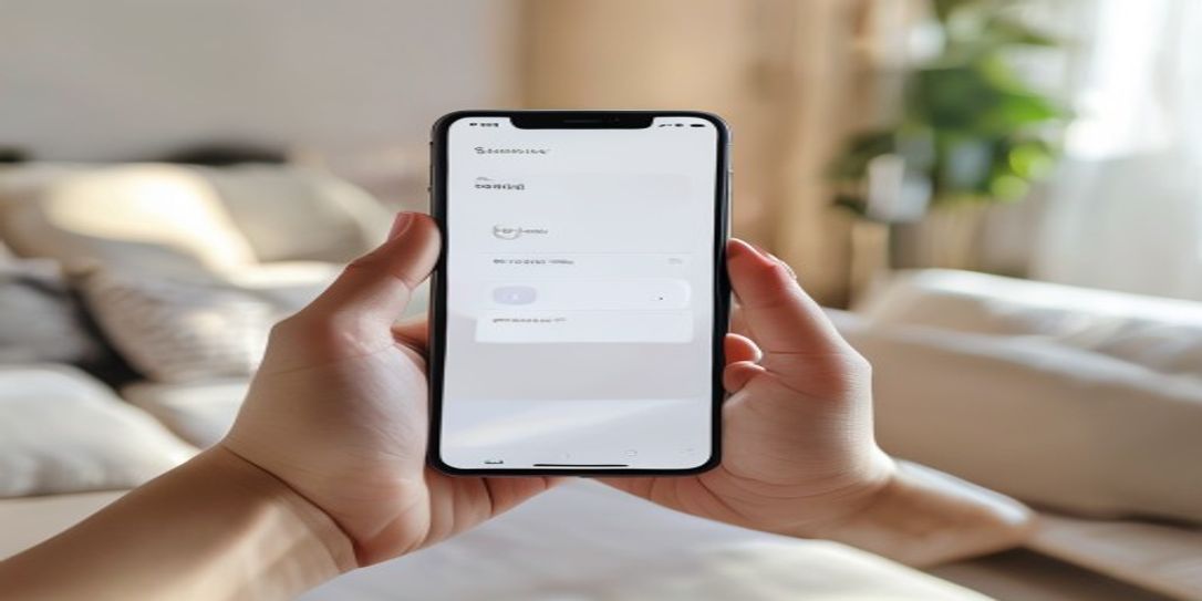 Person using the Rivets Inventory app on an Android phone to catalog home furniture