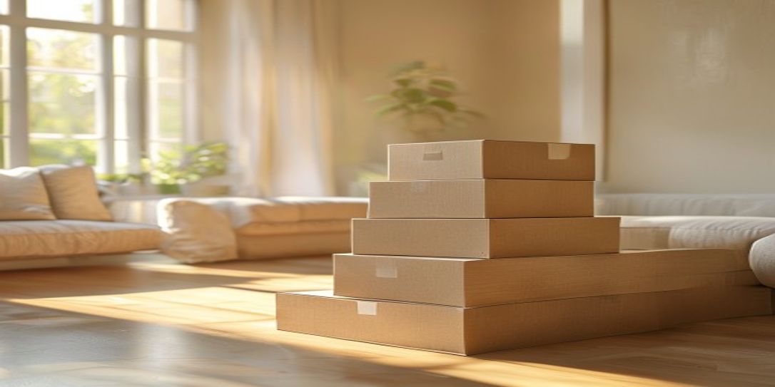 Man using Rivets Inventory app to scan and track cardboard moving boxes