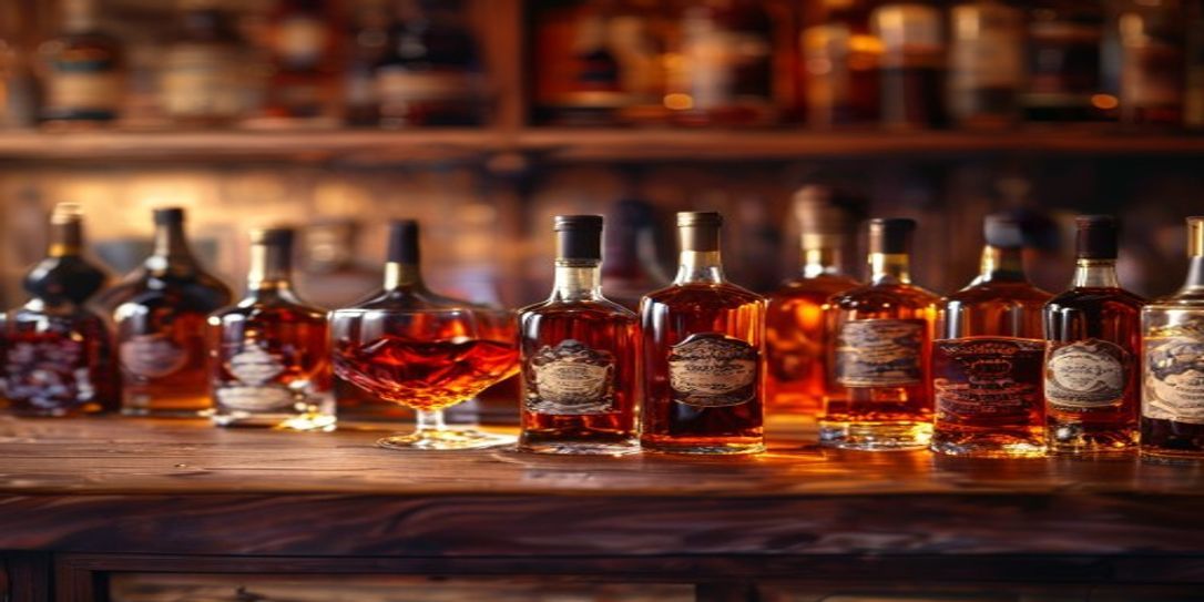A curated collection of vintage spirits on display for inventory management