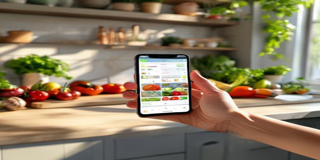 Hand holding an Android smartphone displaying the Rivets Inventory kitchen management interface