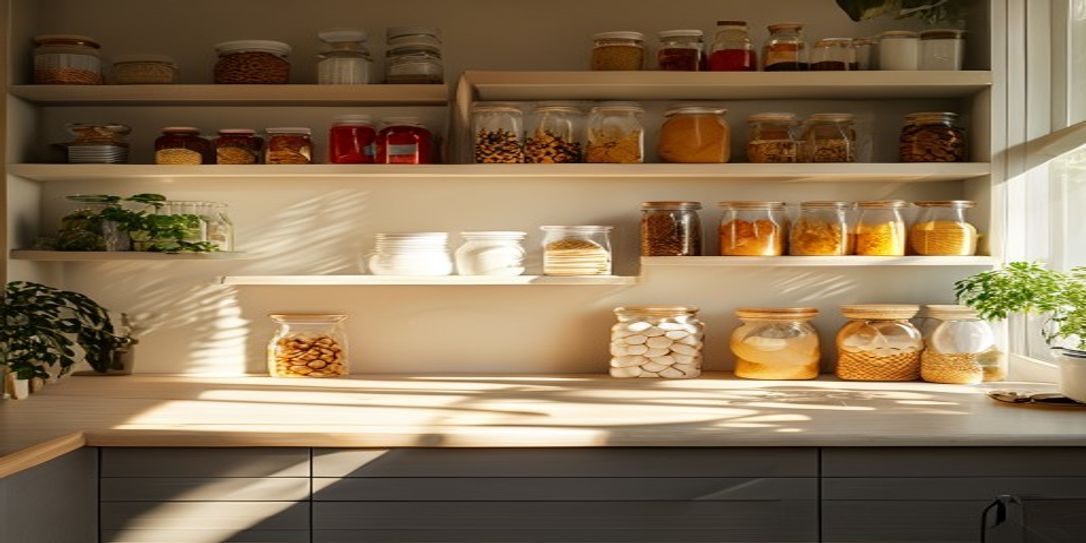 A well-organized modern home pantry.