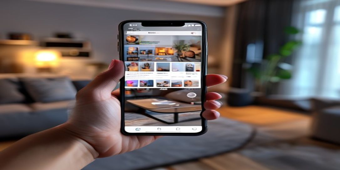 Close-up of a person using a home inventory app on their smartphone