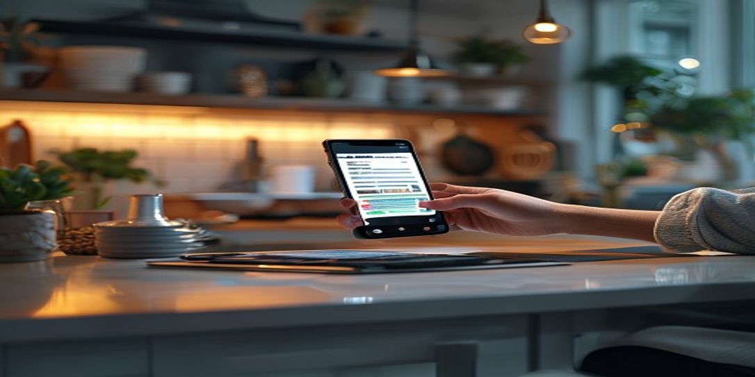 A user scanning a home appliance barcode with the Rivets Inventory Android app