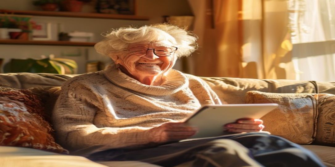 Senior person using a tablet to input home inventory items