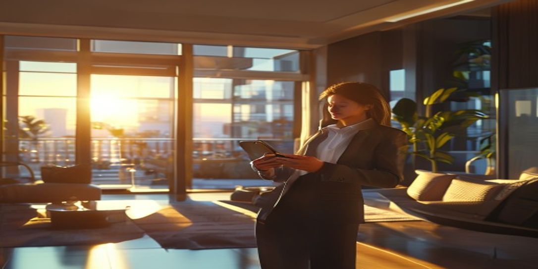 A landlord using a smartphone inventory app to document rental property condition