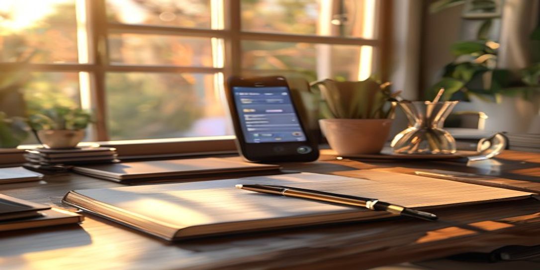 Smartphone displaying a digital home inventory app on a desk for estate planning