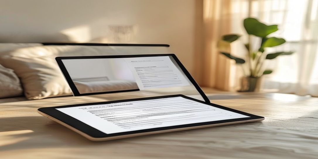 Digital home asset inventory app interface on a tablet for estate planning