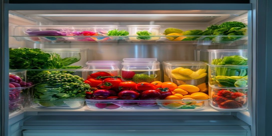 Organized refrigerator with fresh produce