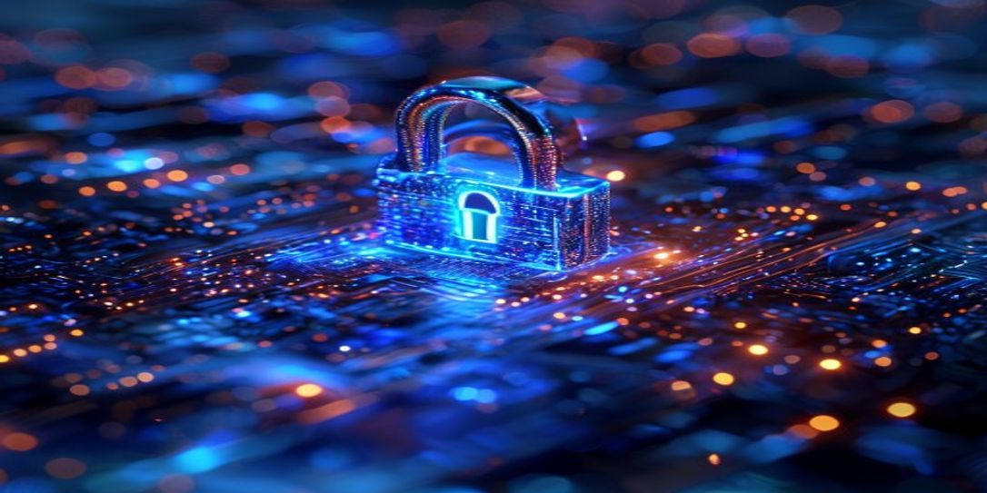 Conceptual illustration of digital encryption and secure data storage for personal property records