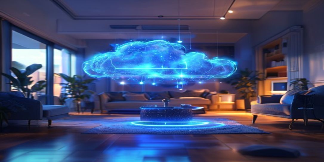 Digital cloud storage conceptualized for home insurance documentation