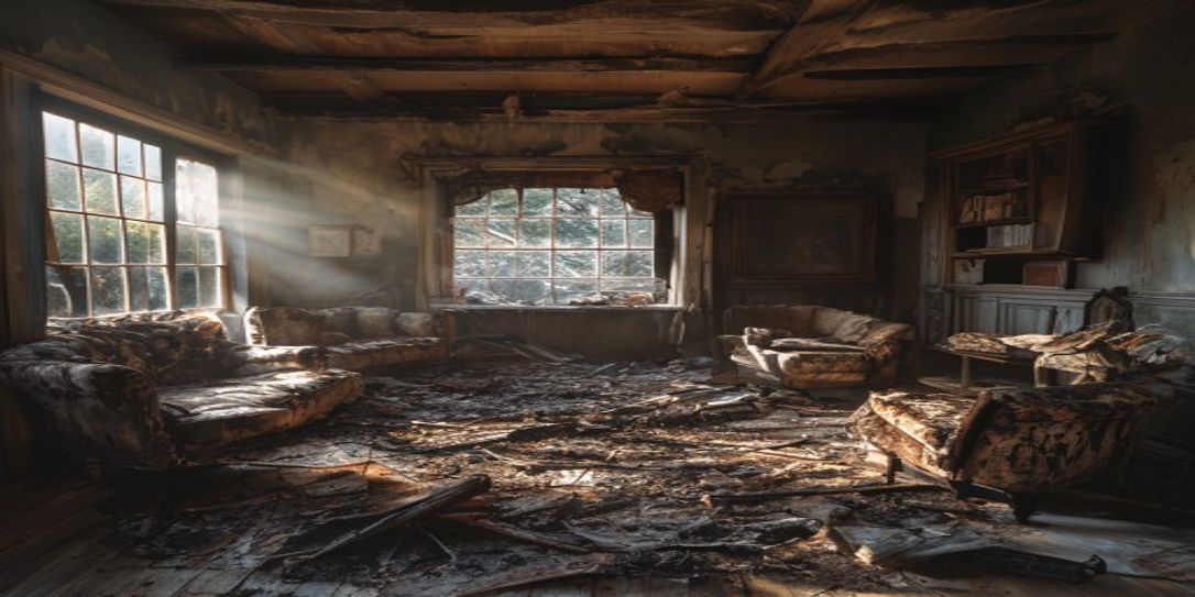 A view of a wildfire-damaged home, emphasizing the need for property documentation.