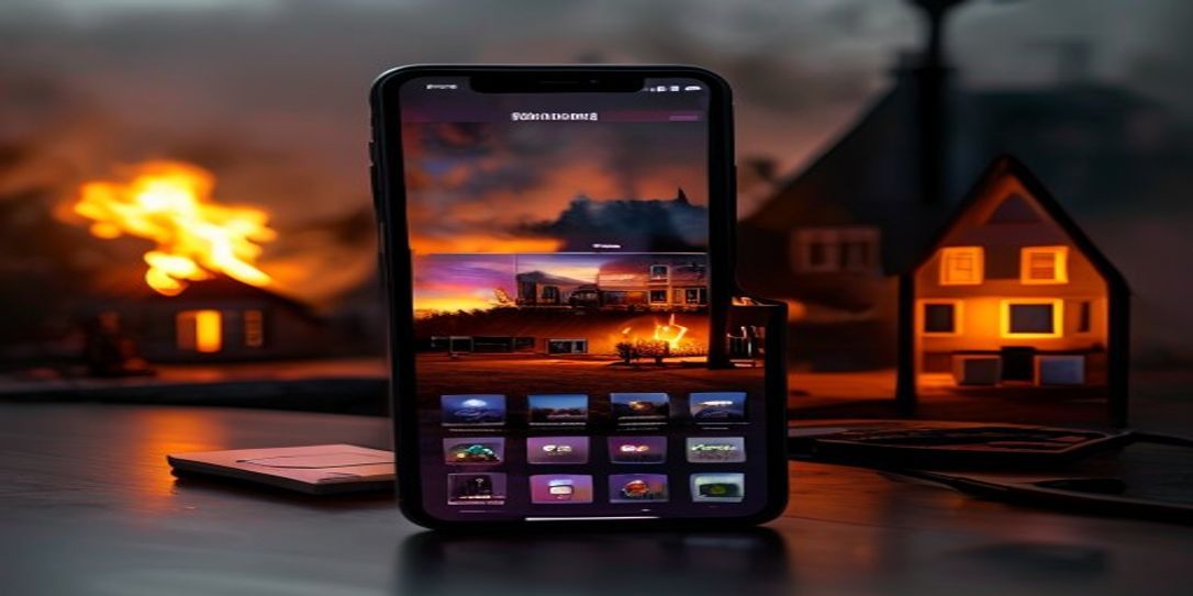 A smartphone showing a digital home inventory app interface with fire recovery context