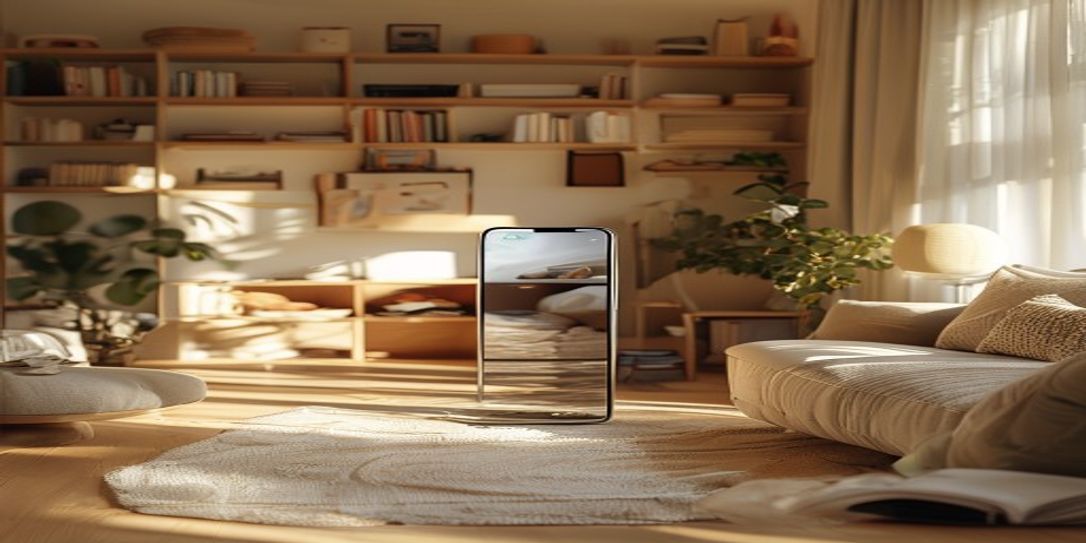 A person using an Android phone to record a video inventory of their home belongings for fire insurance purposes